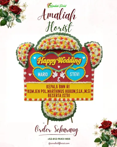 Karangan Papan Bunga Pernikahan di Mereng